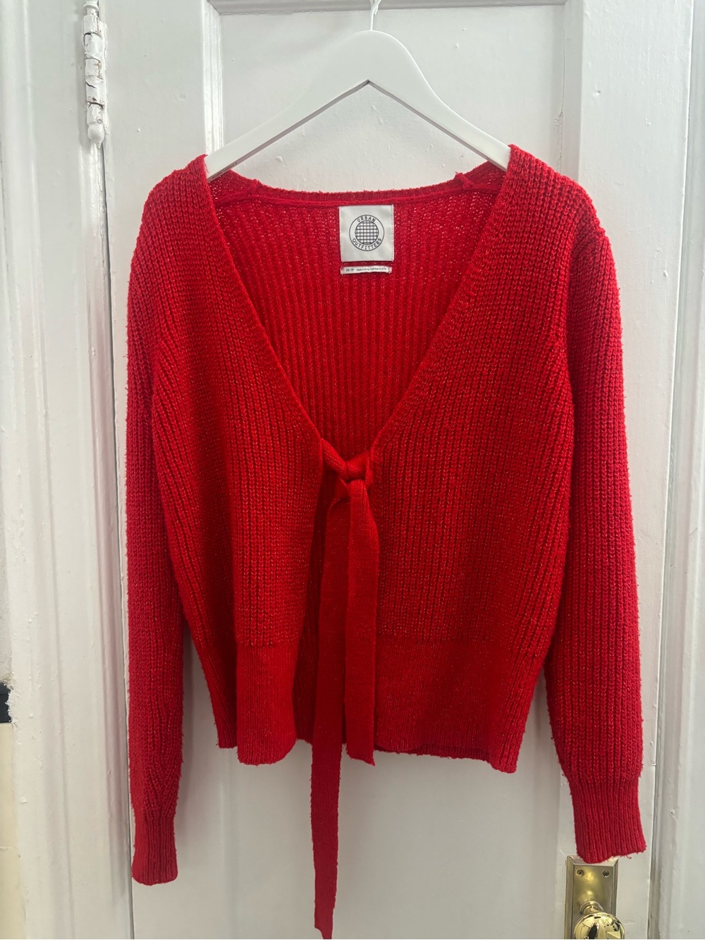 Urban Outfitters Red Tie-Front Chunky Knit Cardigan XS